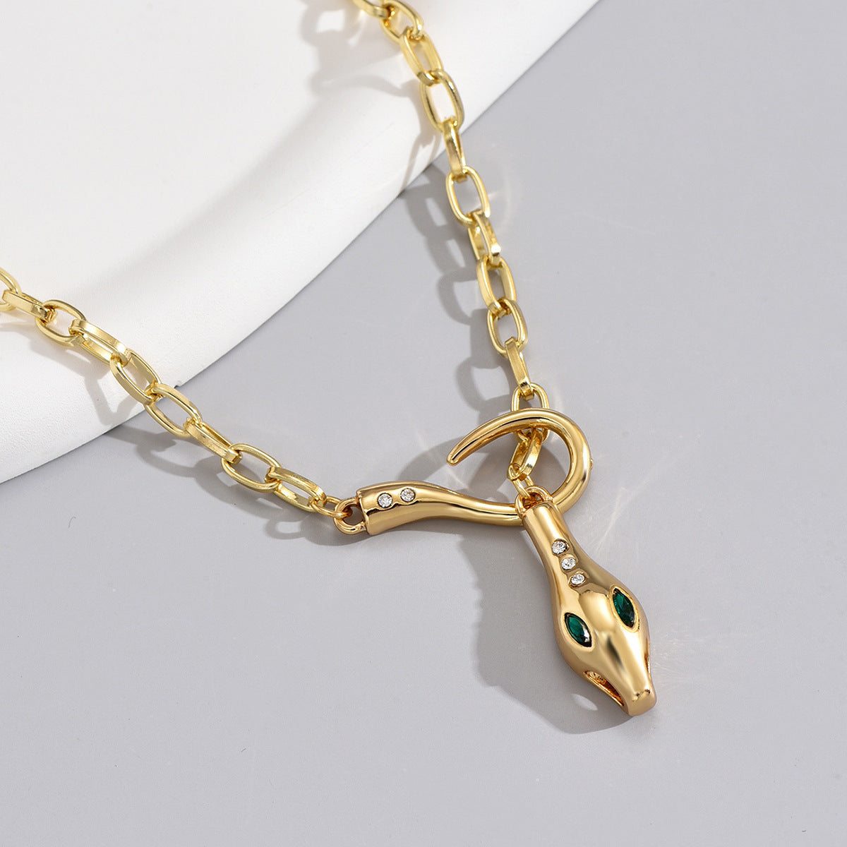 14K Gold Diamond-Studded Snake Necklace