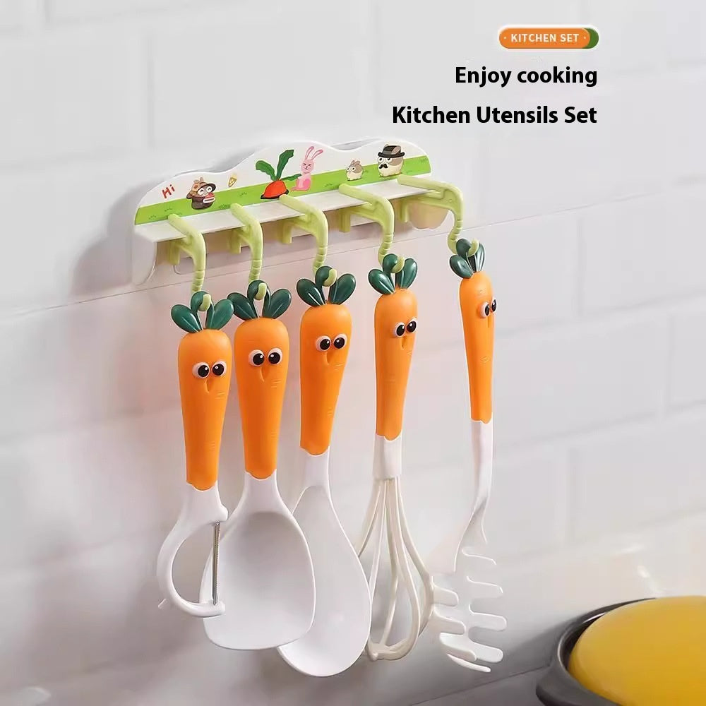 Carrot-Themed Kitchen Tool Set with Storage Hook