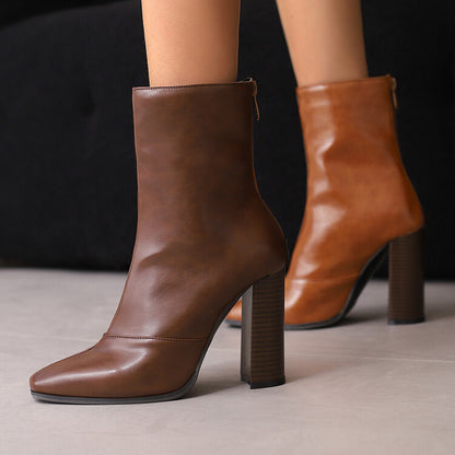 High Heels Fleece-Lined French Style Small Ankle Boots