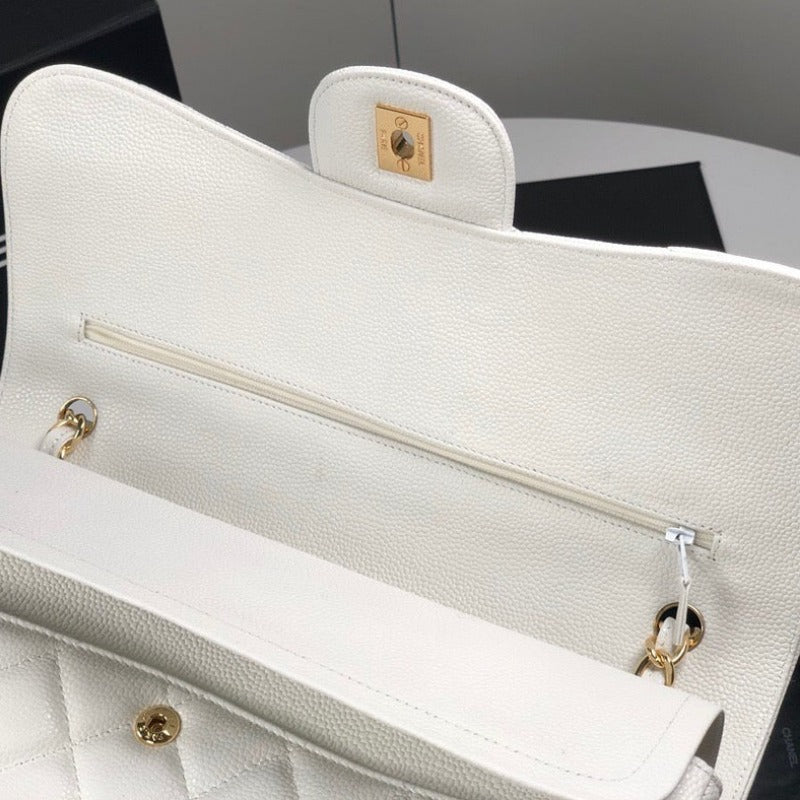 ESMEE - Caviar Classic Double Flap Bag White