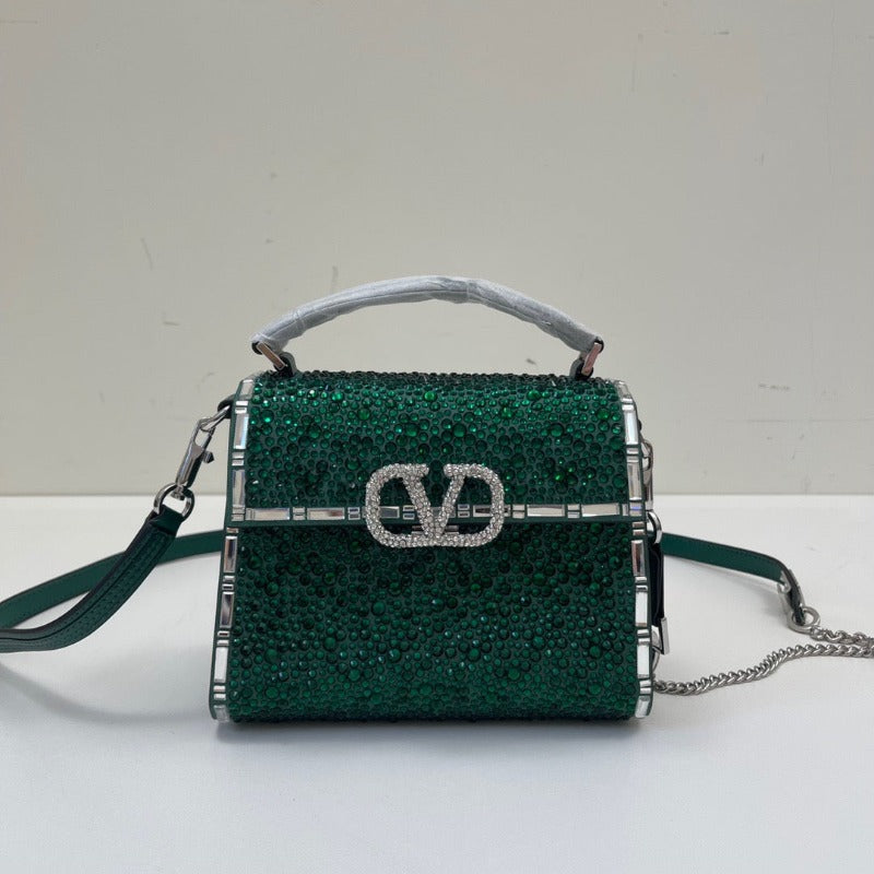 ESMEE - Crystal Mini Sequin Top Handle Bag Green