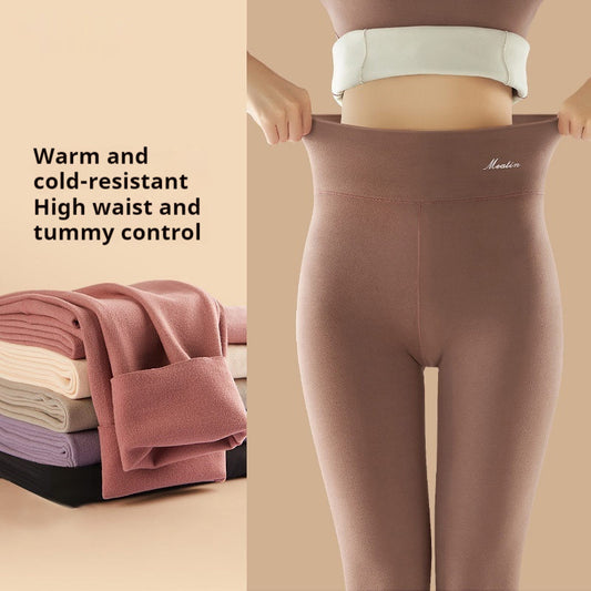 Solid Color High Waist Thermal Underwear Pants