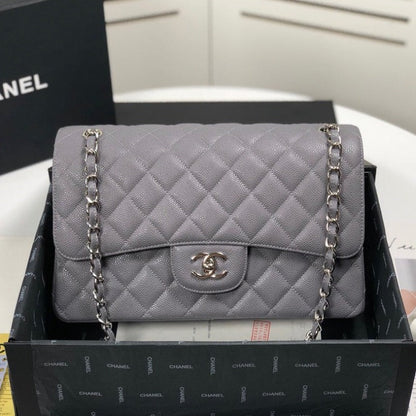 ESMEE - Caviar Classic Double Flap Bag Grey