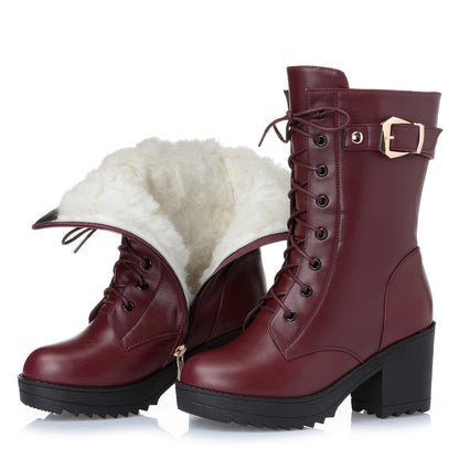 Side Zipper Leather Martin Boots