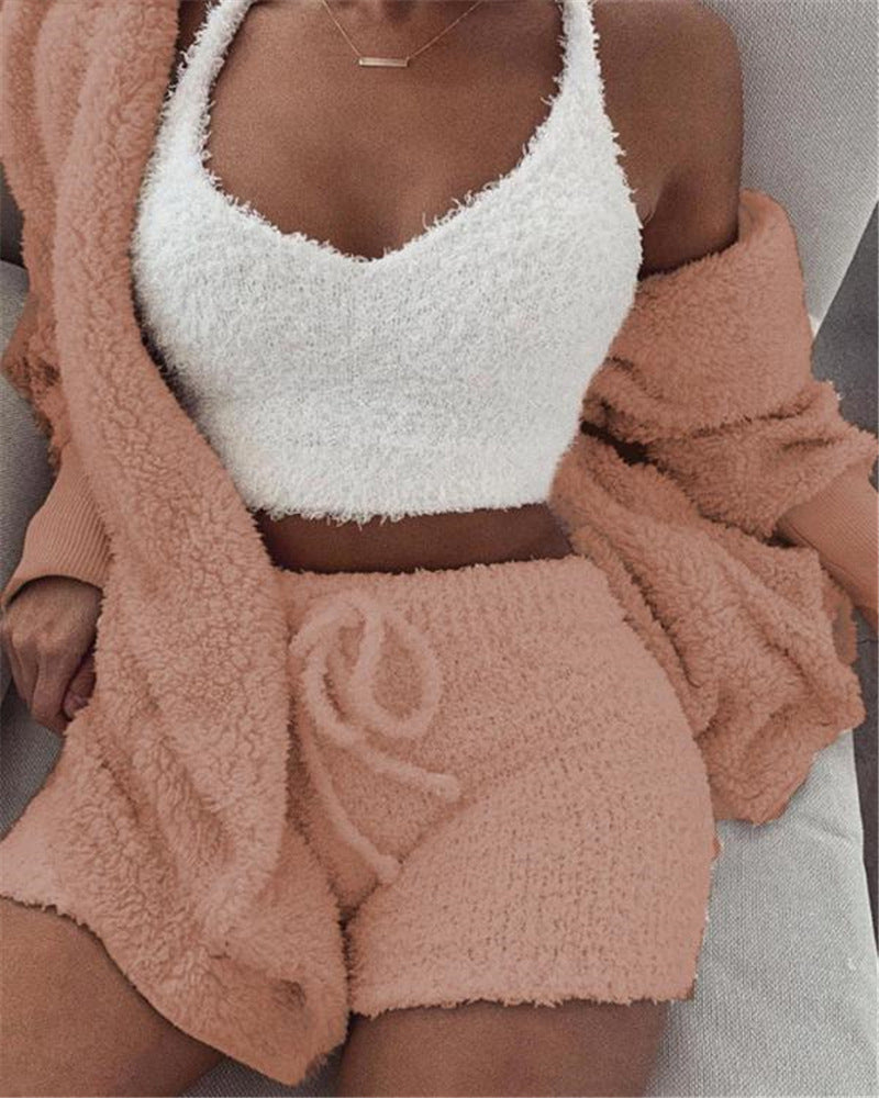 3-Piece Velvet Pajama Set