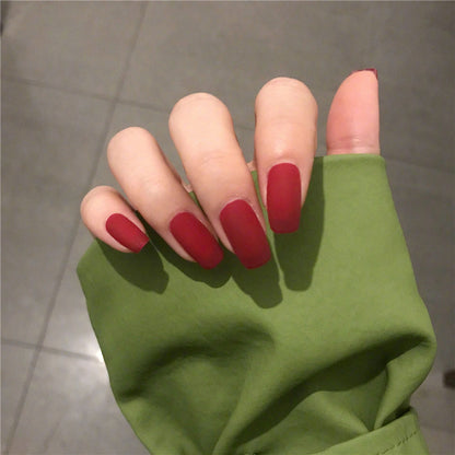 Matte Red Medium-Length False Nails