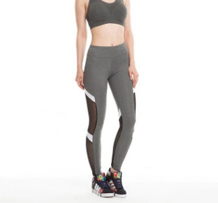 Two-Section Mesh High Waist Elastic Breathable Hip Yoga Pants