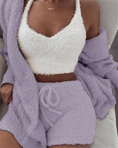 3-Piece Velvet Pajama Set