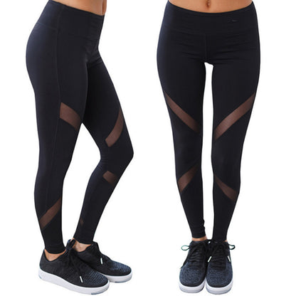 Cross-Striped Mesh Hip-Lifting Pants