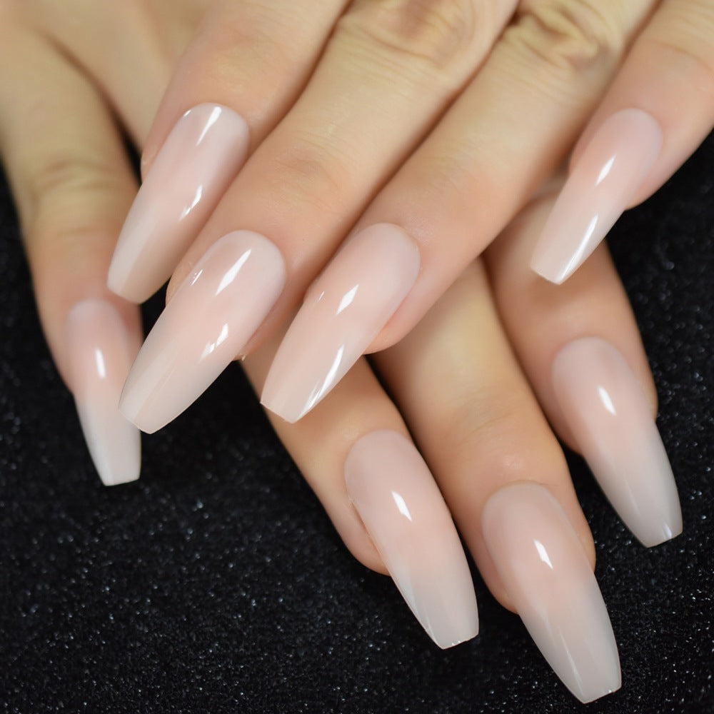 Glossy Nude Extra Long Fake Nails