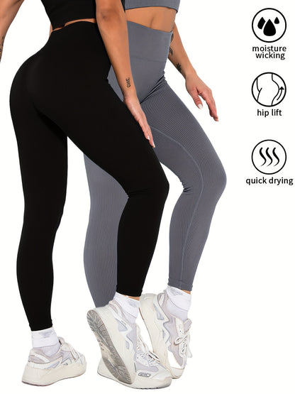 2 Pack Women's Seamless Ribbed Leggings