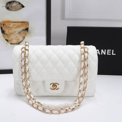 ESMEE - Caviar Classic Double Flap Bag White