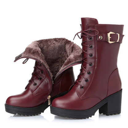 Side Zipper Leather Martin Boots