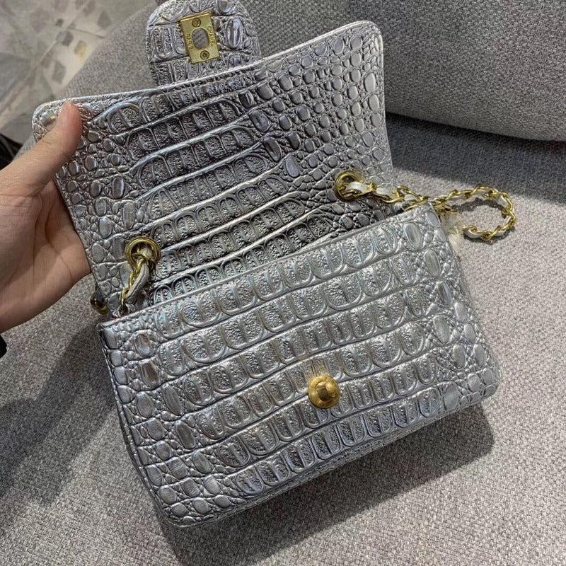 ESMEE - Classic Double Flap Bag Silver