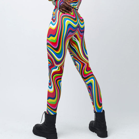 Vintage Vortex Color-Printed Leggings