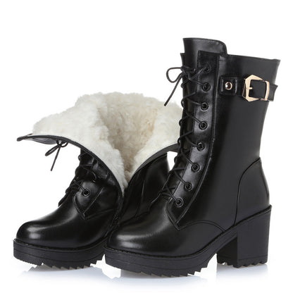 Side Zipper Leather Martin Boots