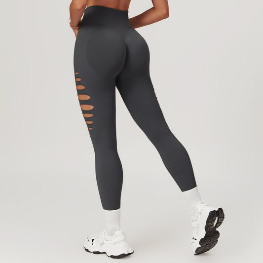 Seamless Hollow Peach Hip Fitness Leggings