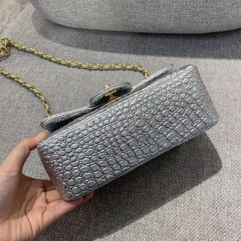 ESMEE - Classic Double Flap Bag Silver