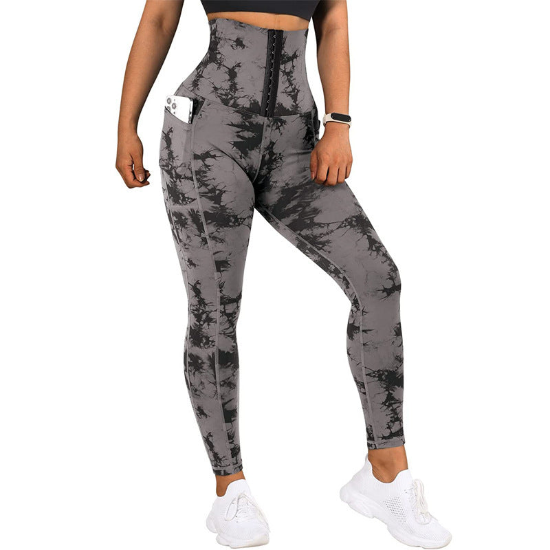 Patchwork Pocket Tie-Dye Leggings