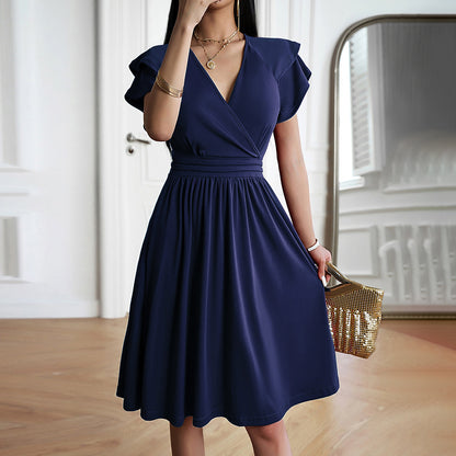 Elegant V-Neck Midi Dress