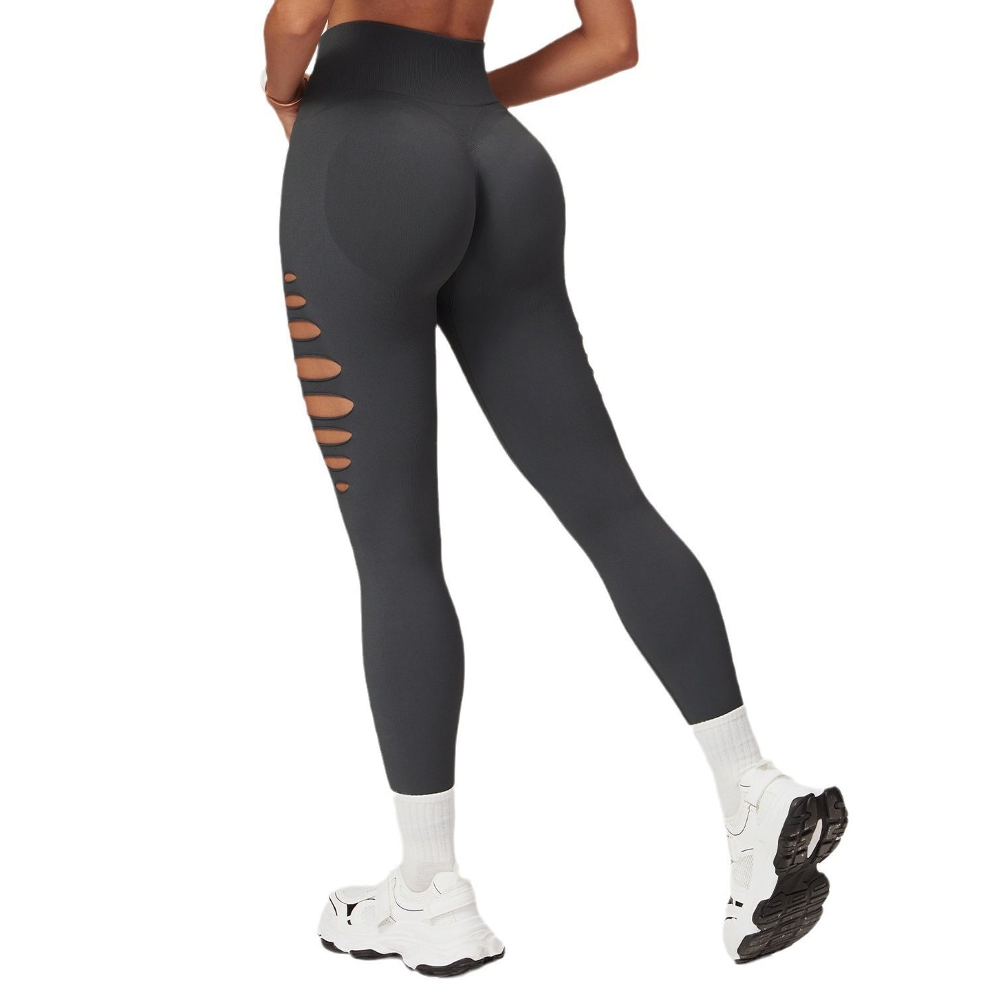 Seamless Hollow Peach Hip Fitness Leggings