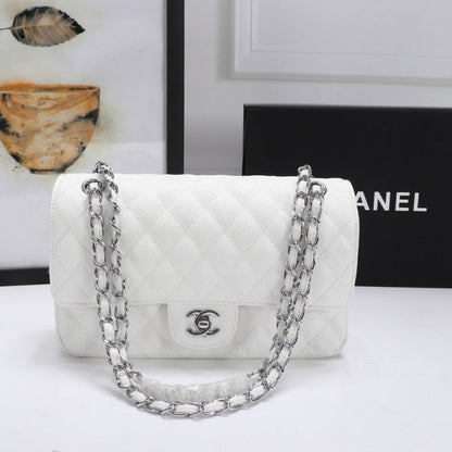 ESMEE - Caviar Classic Double Flap Bag White