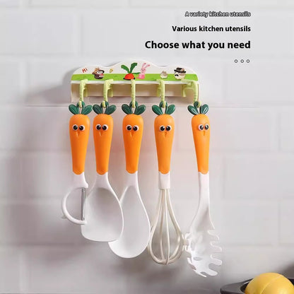 Carrot-Themed Kitchen Tool Set with Storage Hook