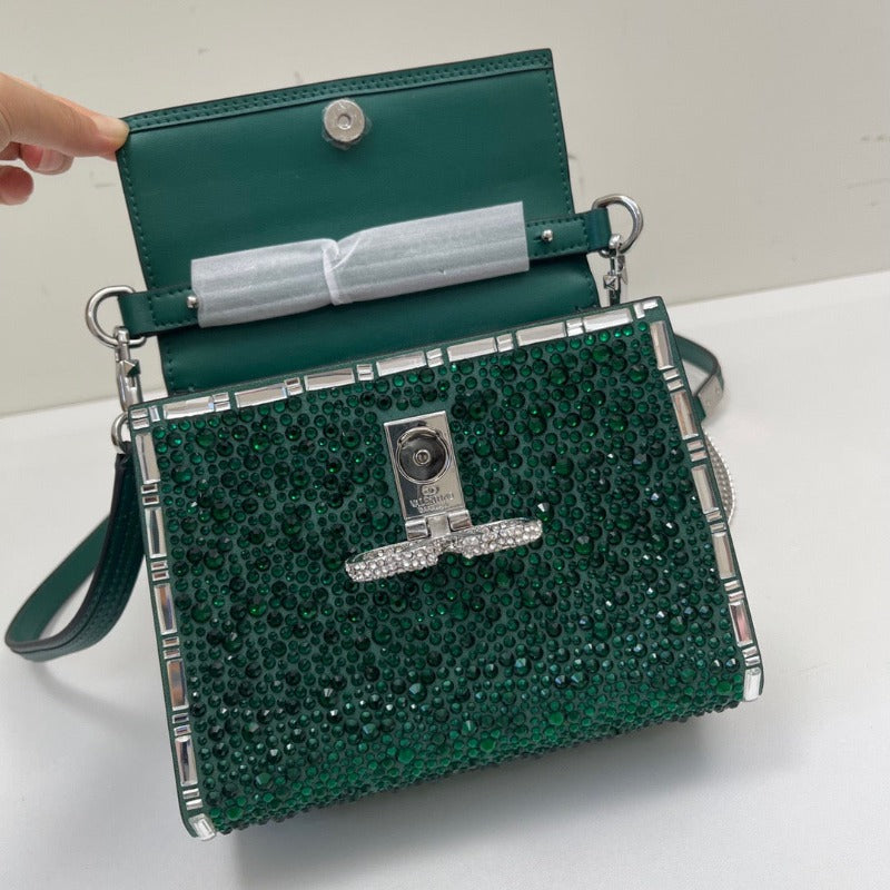 ESMEE - Crystal Mini Sequin Top Handle Bag Green