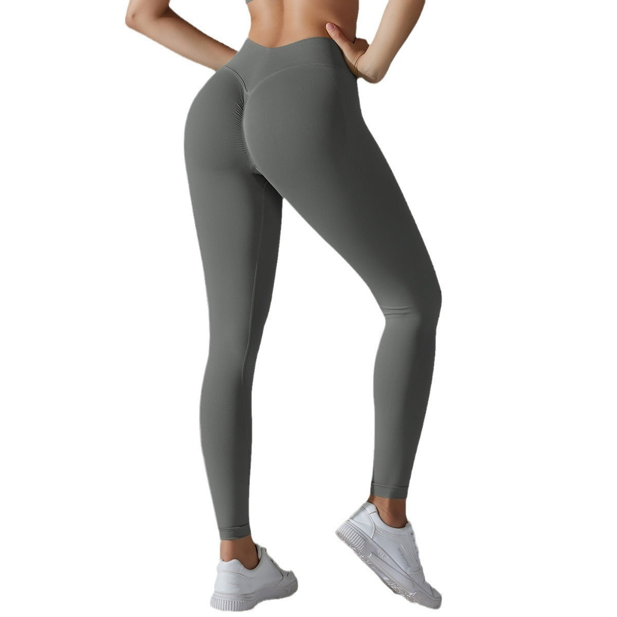 Seamless Back V-Waist Peach Hip Shaping Yoga Pants