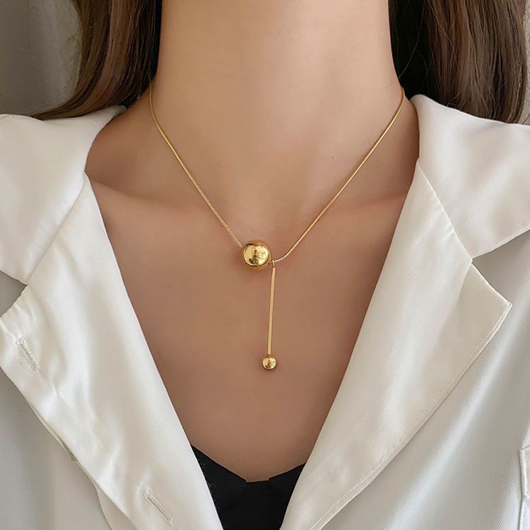 Gold Round Ball Necklace