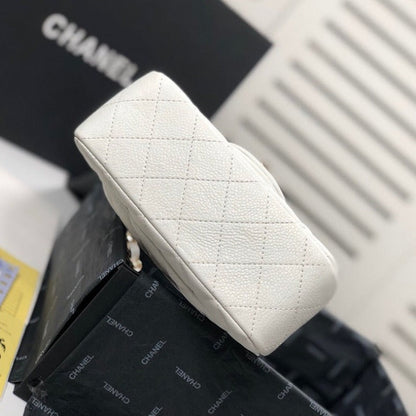 ESMEE - Caviar Mini Square Flap Bag White