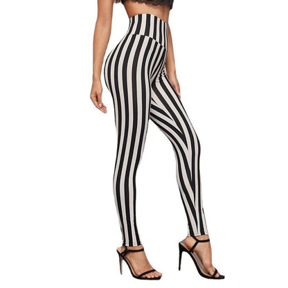 Vertical Stripes High Waist Leggings