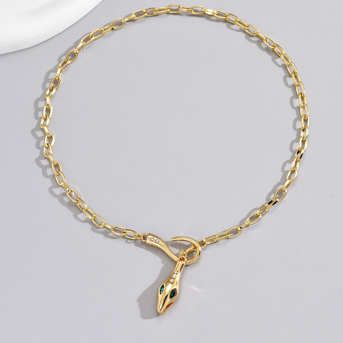 14K Gold Diamond-Studded Snake Necklace