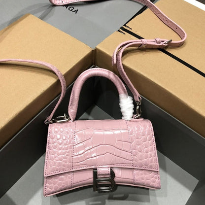 ESMEE - Crocodile Embossed Handbag Light Pink