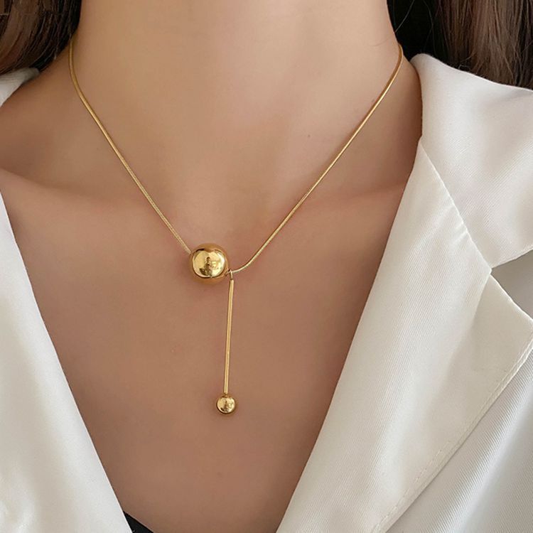 Gold Round Ball Necklace