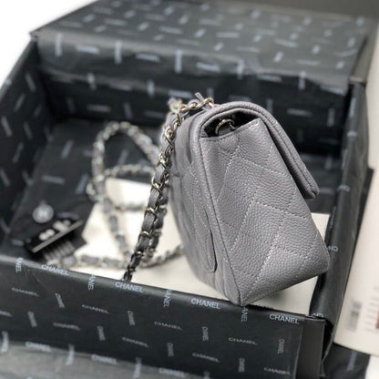 ESMEE - Caviar Mini Square Flap Bag Grey