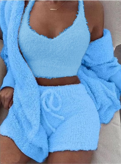 3-Piece Velvet Pajama Set