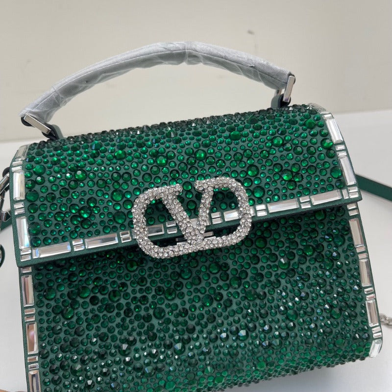 ESMEE - Crystal Mini Sequin Top Handle Bag Green