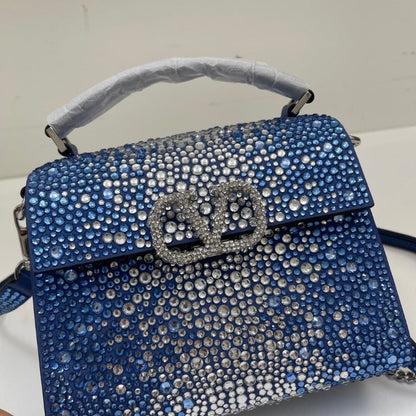 ESMEE - Crystal Mini Sequin Top Handle Bag Blue/Silver