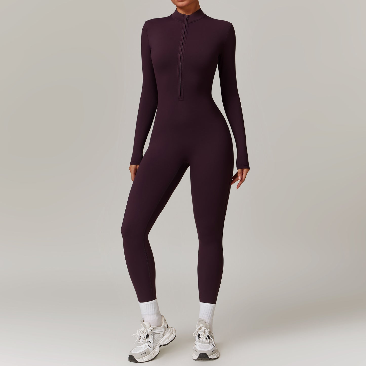 Warm Zipper Long-Sleeved Yoga Jumpsuit