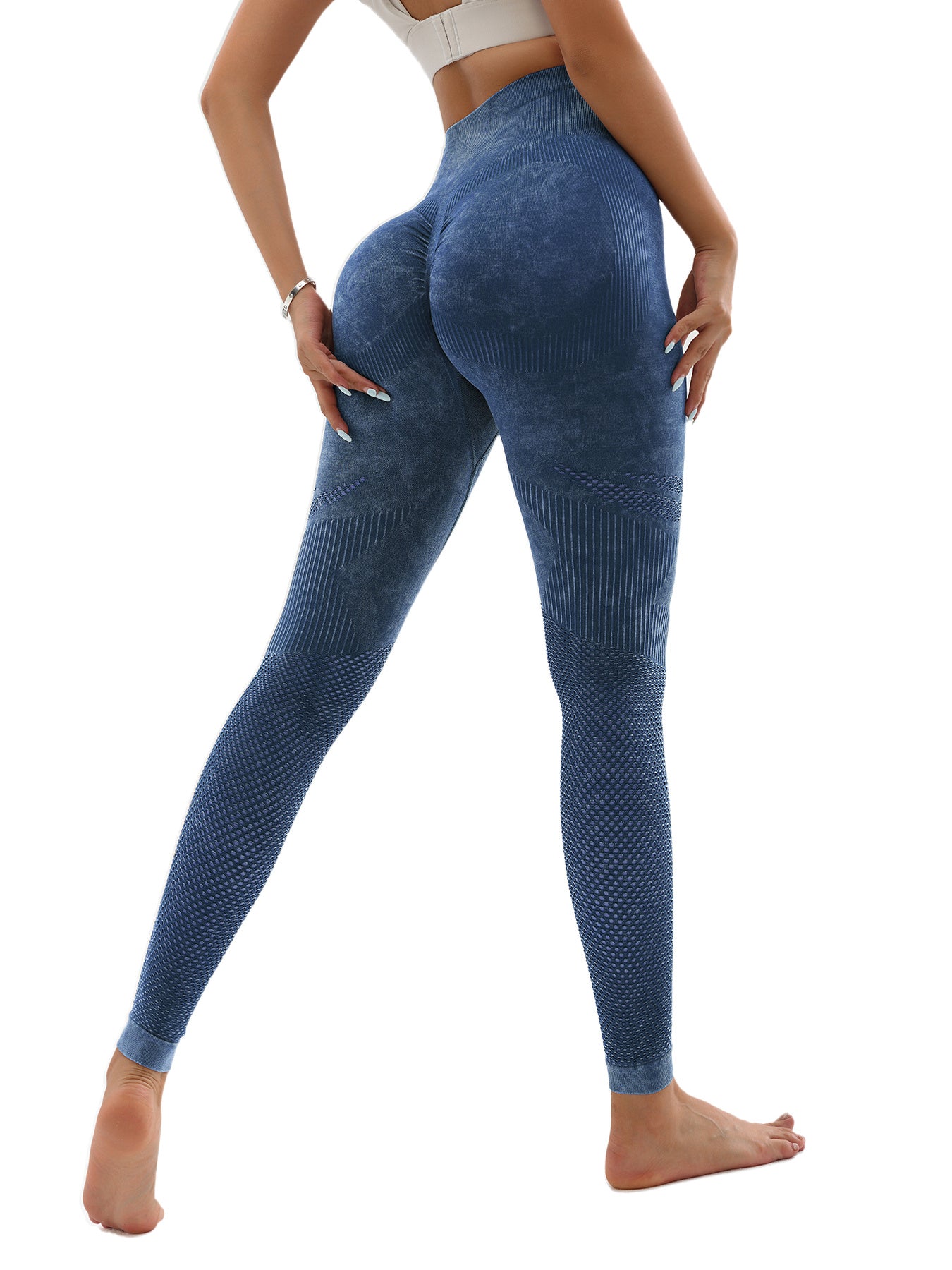 Hollow Wide Band Waist Leggings with Butt Ruching