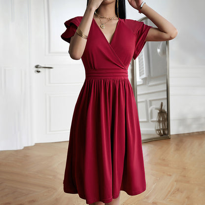 Elegant V-Neck Midi Dress