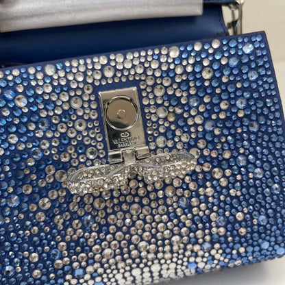 ESMEE - Crystal Mini Sequin Top Handle Bag Blue/Silver