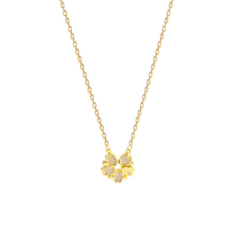 Four Leaf Clover Heart Pendant Necklace