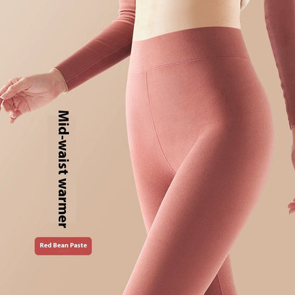 Solid Color High Waist Thermal Underwear Pants