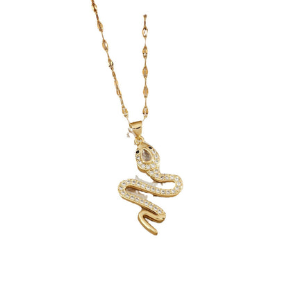 Snake Necklace with Rhinestones