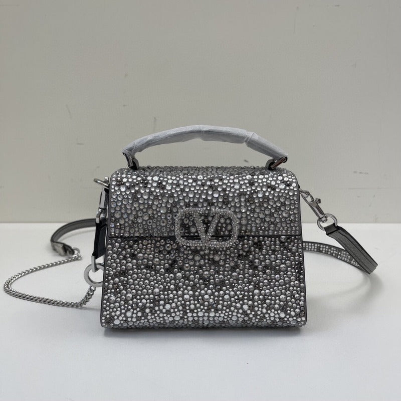 ESMEE - Crystal Mini Sequin Top Handle Bag Silver