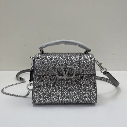 ESMEE - Crystal Mini Sequin Top Handle Bag Silver