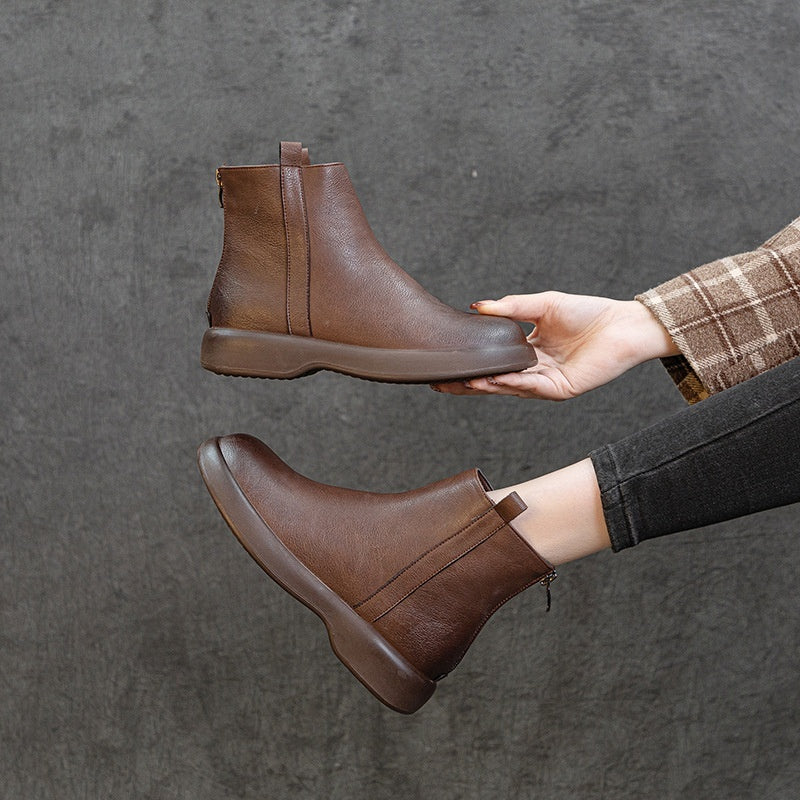 Winter Fleece-lined Flat Ankle Boots