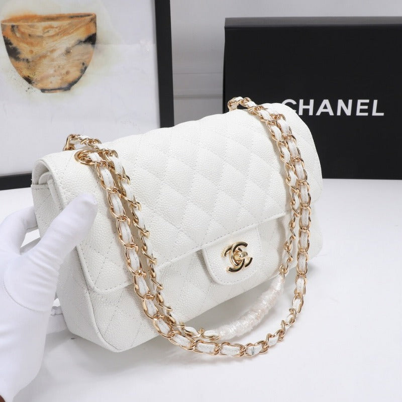 ESMEE - Caviar Classic Double Flap Bag White